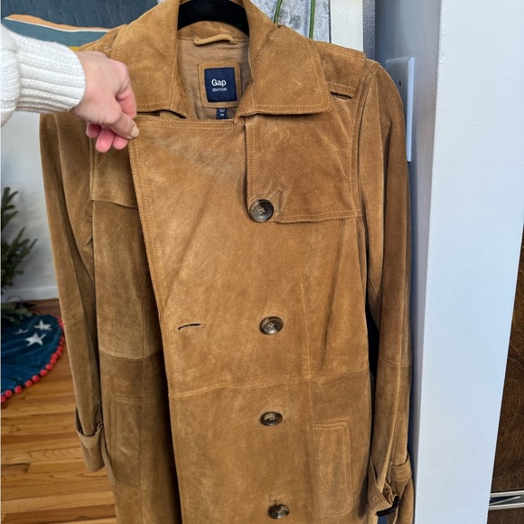 GAP Brown Suede Trench Coat - Picture 3 of 6